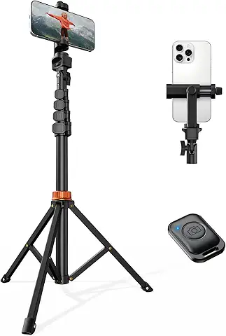 VIMOSE 66&amp;quot; Phone Tripod, Tripod for iPhone with Remote &amp;amp; Phone Stand, Extendable Cell Phone Tripod for Video