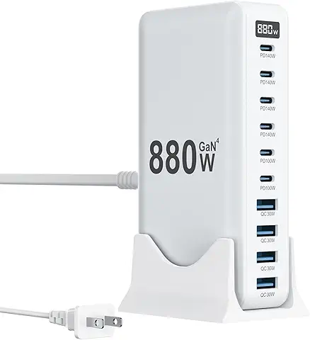 880W USB C Charger Block,10-Port USB C Charging Station GaN IV Travel Essentials Multiple Port